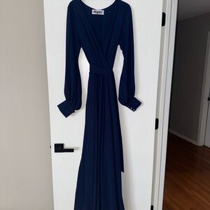 Blue Long Sleeve Maxi Dress
